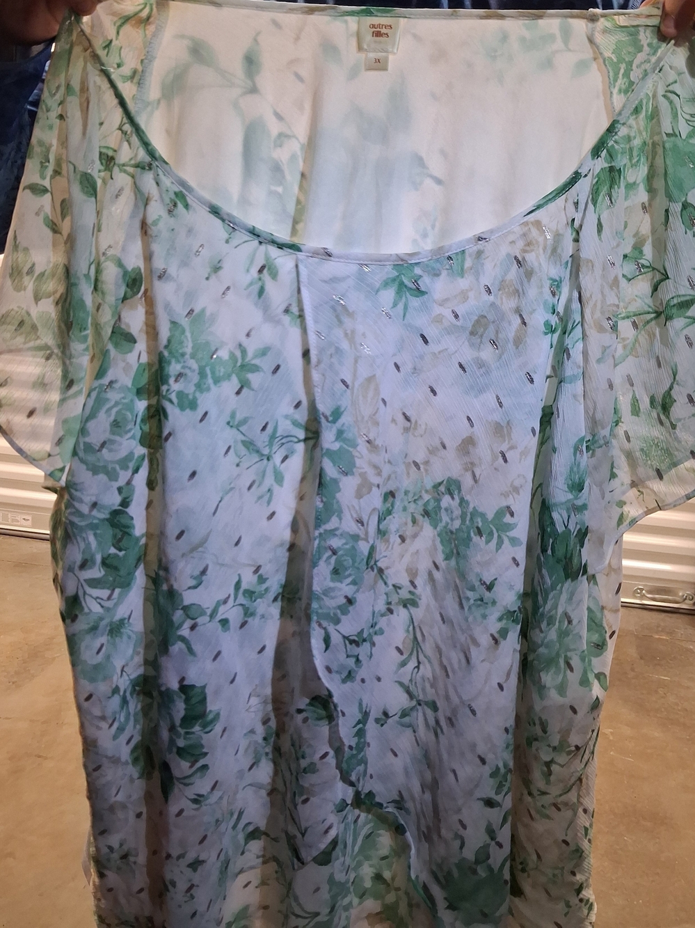Green Floral Sheer Blouse